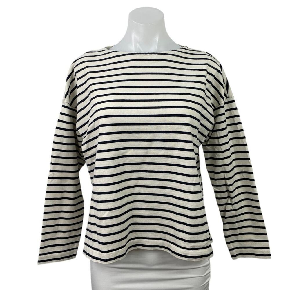 UNIQLO Women's Black White Knitted Stripe Long Sleeve Sweatshirt Sweater top M